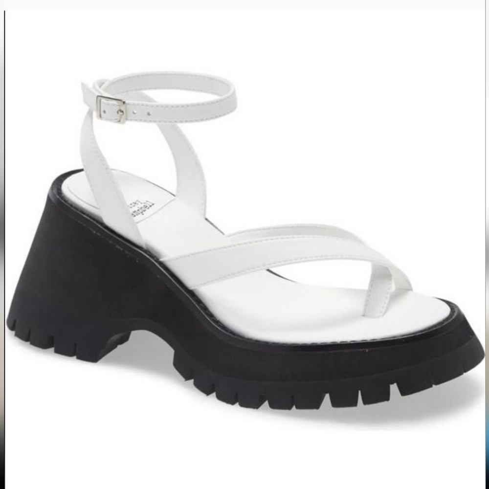 Jeffrey Campbell Argent Ankle Strap platform sandals white